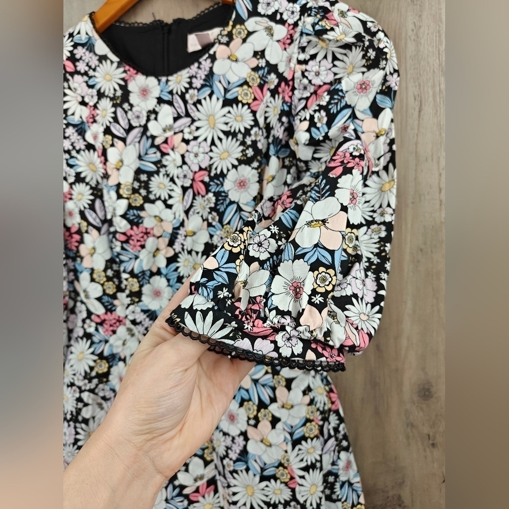Rachel Parcell Floral Cotton Puff Sleeves Mini Dress Size LG - Picture 11 of 15